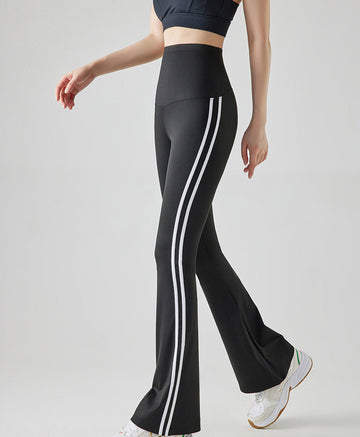 SA358 - Ladies High waisted flared striped yoga leggings